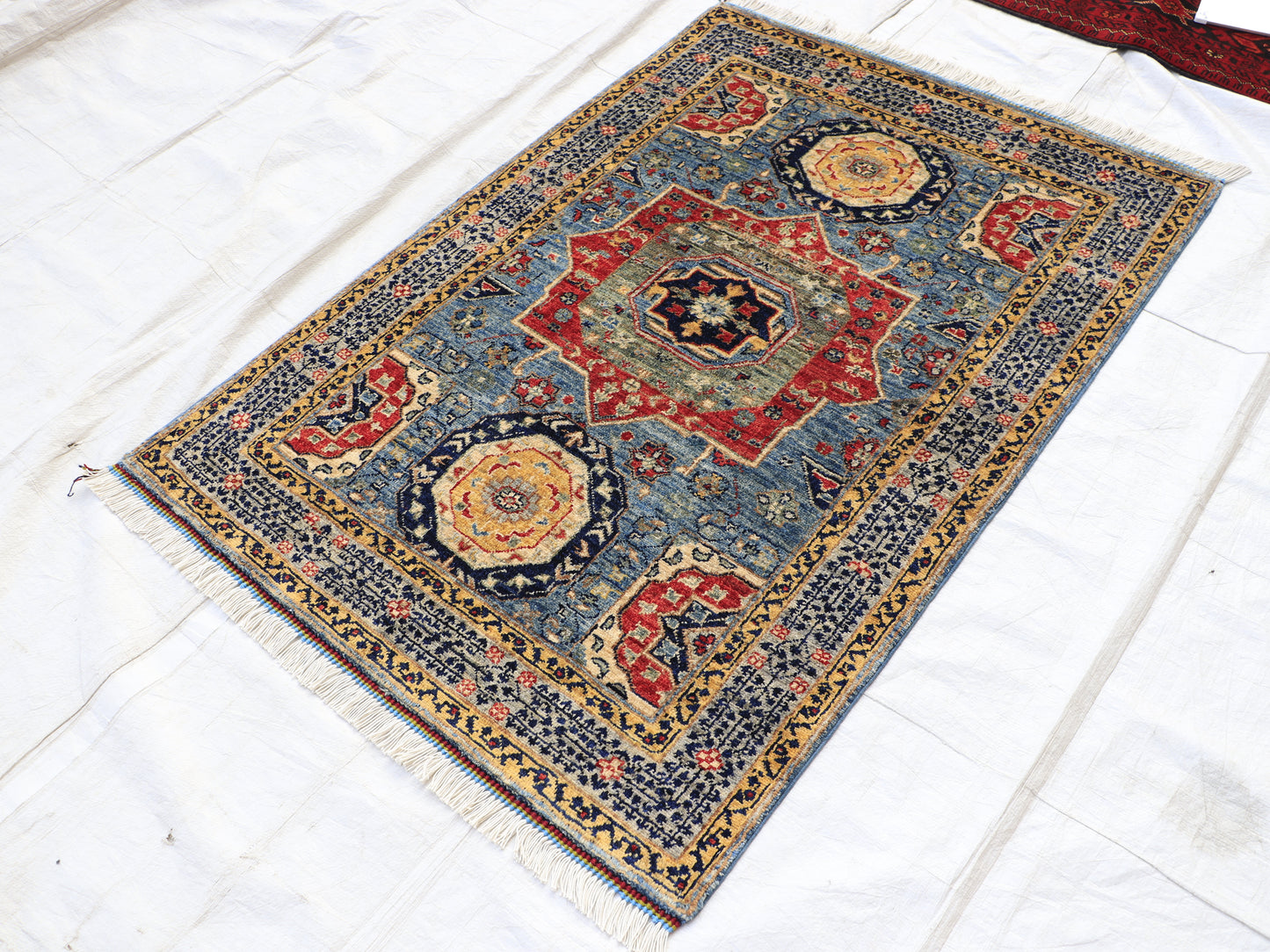 3x5 ft Blue Mamluk Area Rug