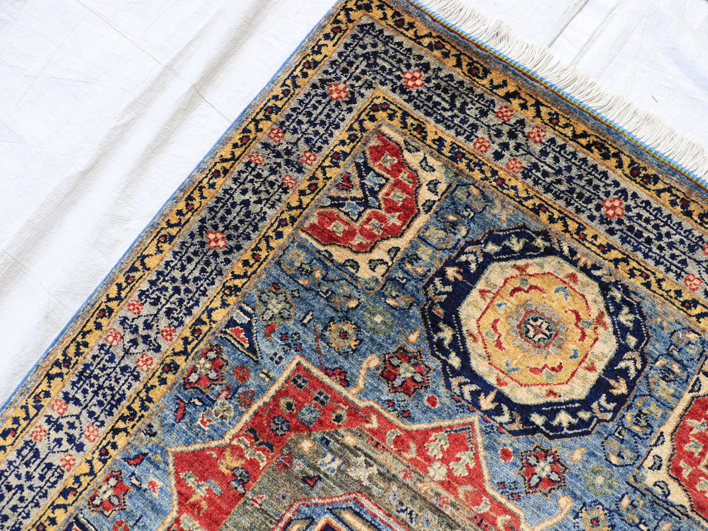 3x5 ft Blue Mamluk Area Rug