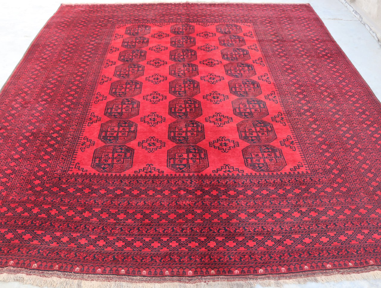 10x12 ft Large Afghan Antique Area Rug,Collectors Piece Rug, 100% Handspun Wool On Wool Soft Rug
