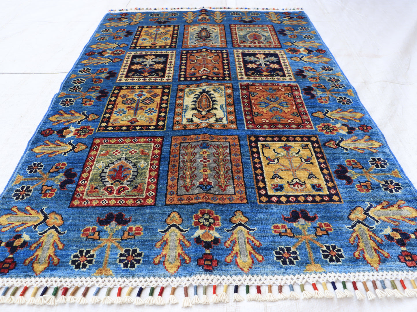 3x4 ft Blue Mirror Design Area Rug
