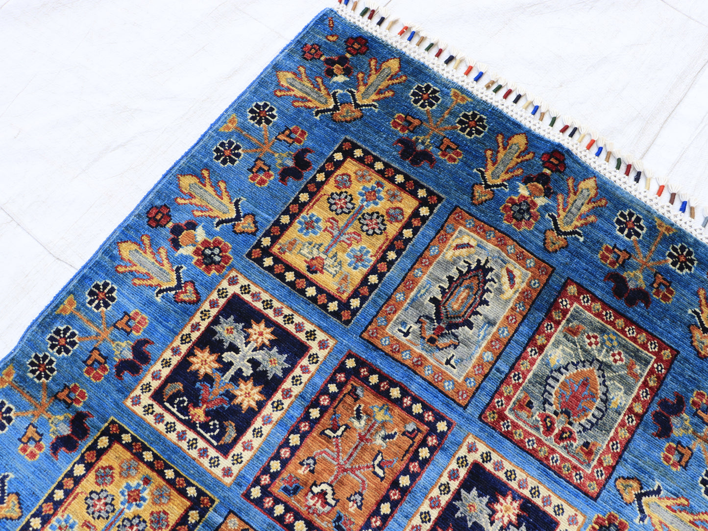 3x4 ft Blue Mirror Design Area Rug