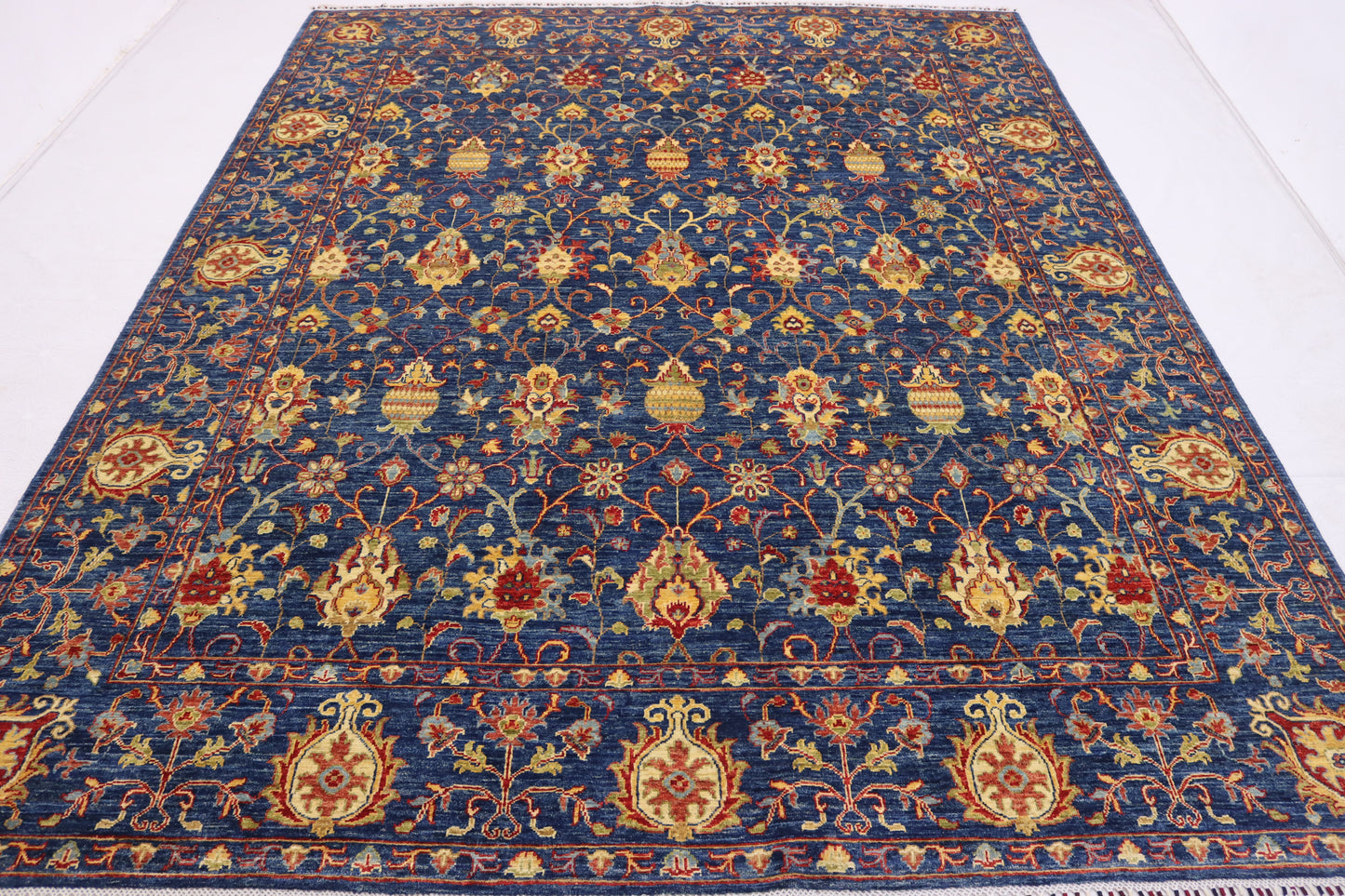 8x10 Ft Navy Blue Sultani High quality Chobi Rug - Afghan Handmade Oriental Rug