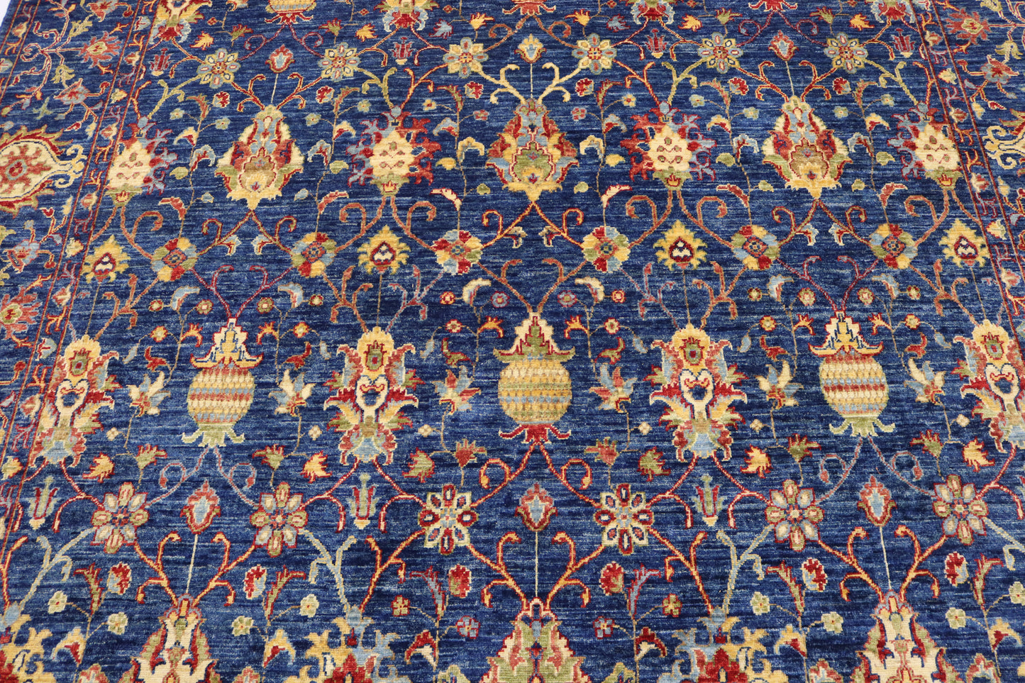 8x10 Ft Navy Blue Sultani High quality Chobi Rug - Afghan Handmade Oriental Rug