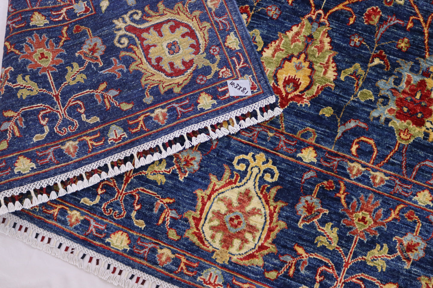 8x10 Ft Navy Blue Sultani High quality Chobi Rug - Afghan Handmade Oriental Rug
