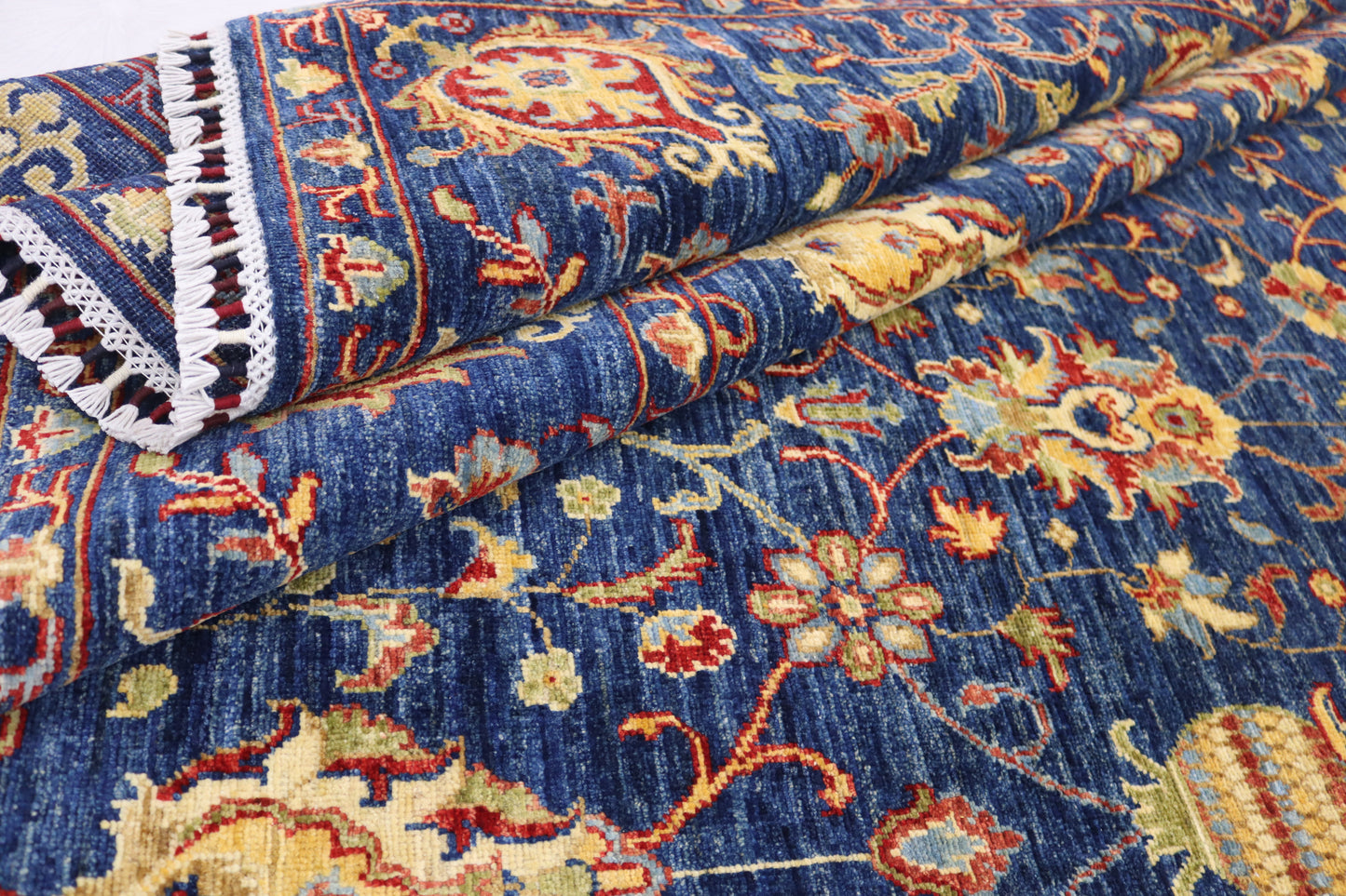8x10 Ft Navy Blue Sultani High quality Chobi Rug - Afghan Handmade Oriental Rug