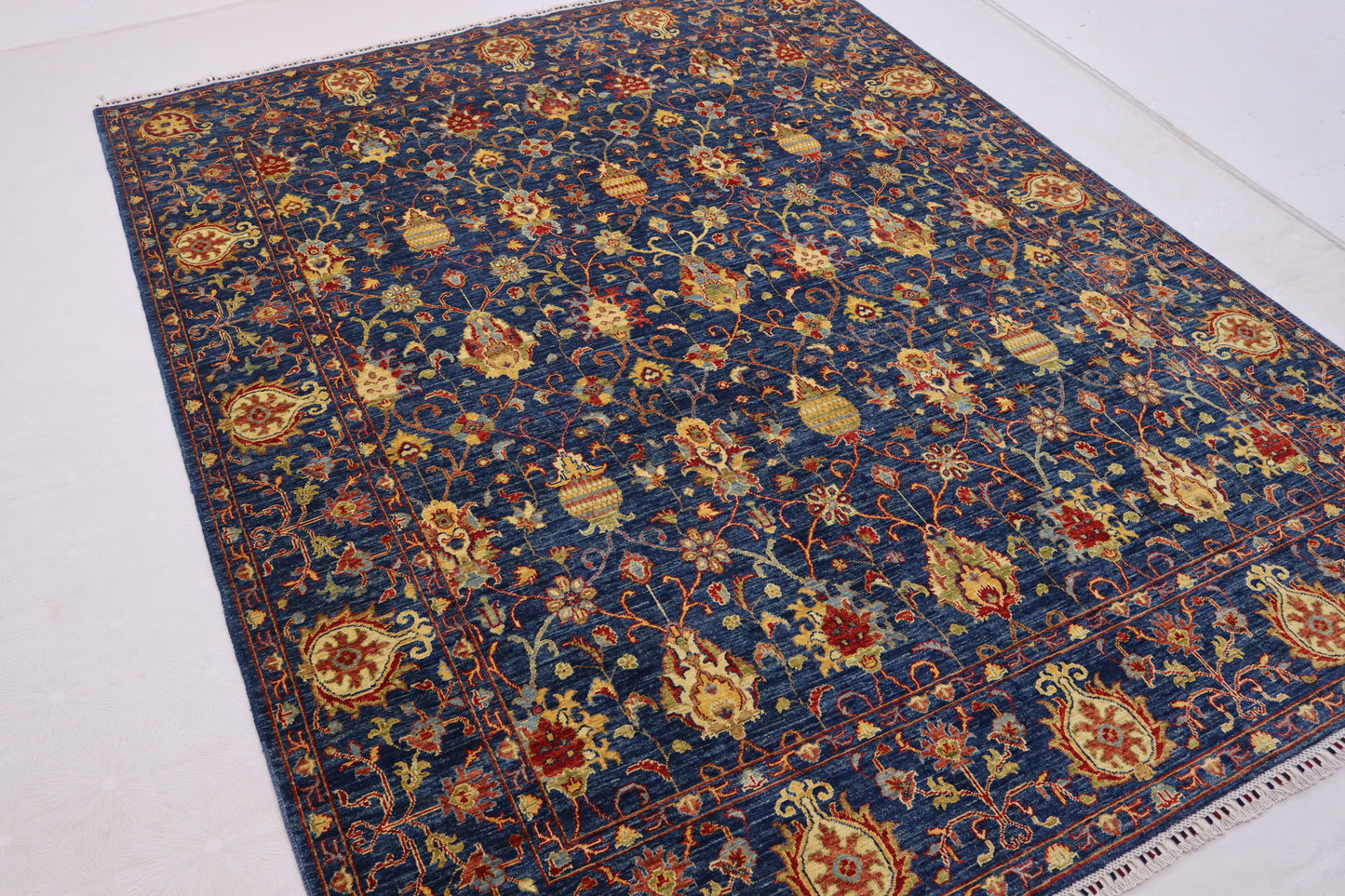 8x10 Ft Navy Blue Sultani High quality Chobi Rug - Afghan Handmade Oriental Rug