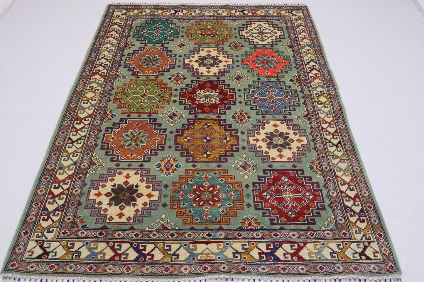 5'8x8 ft Kazak Rug – Hand-Knotted Wool Area Rug,