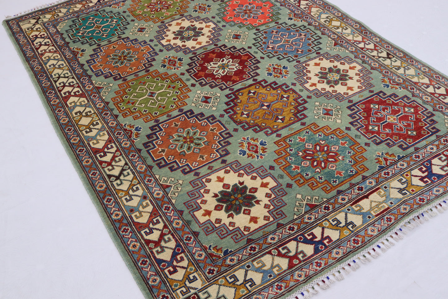 5'8x8 ft Kazak Rug – Hand-Knotted Wool Area Rug,