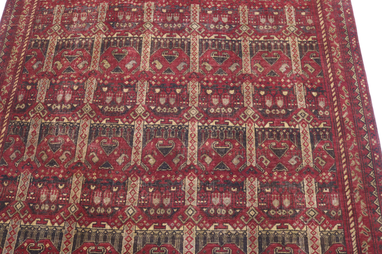 6x9 ft Vintage Afghan Ala Bakhmal Bukhara Rug Soft Pile 1960s Antique Rug- Handmade Wool rug