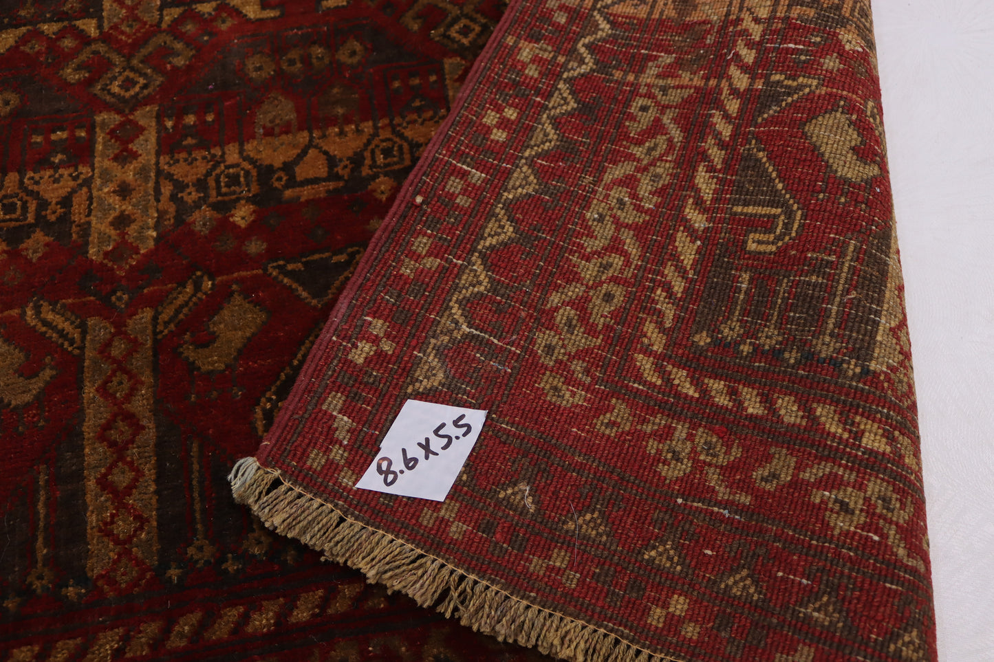 6x9 ft Vintage Afghan Ala Bakhmal Bukhara Rug Soft Pile 1960s Antique Rug- Handmade Wool rug