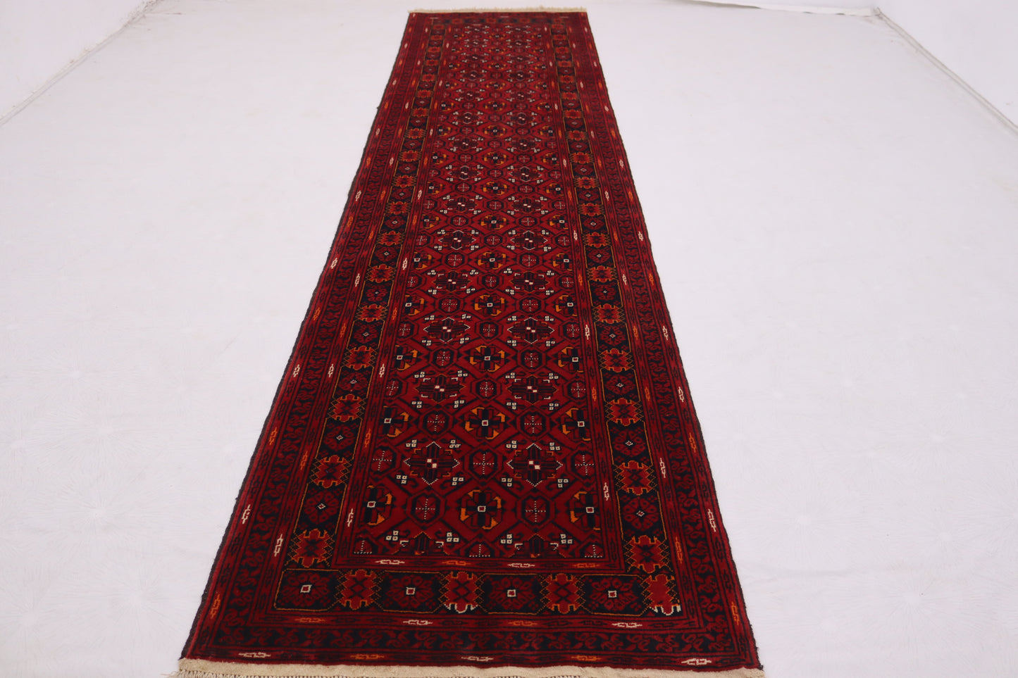 3x10 ft Antique Turkmen Bashiri Runner Rug, Soft Pile Vintage Red Rug,