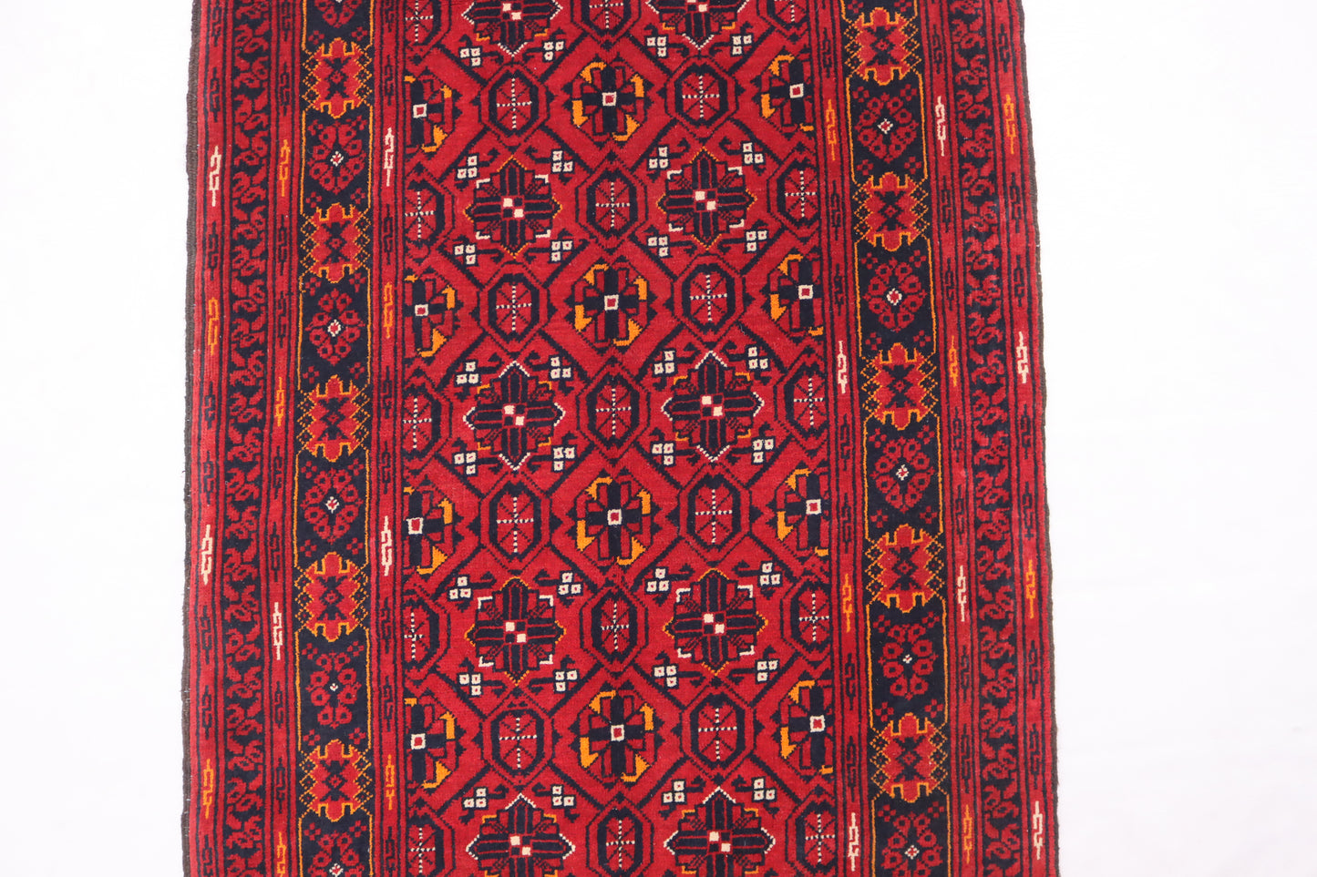 3x10 ft Antique Turkmen Bashiri Runner Rug, Soft Pile Vintage Red Rug,