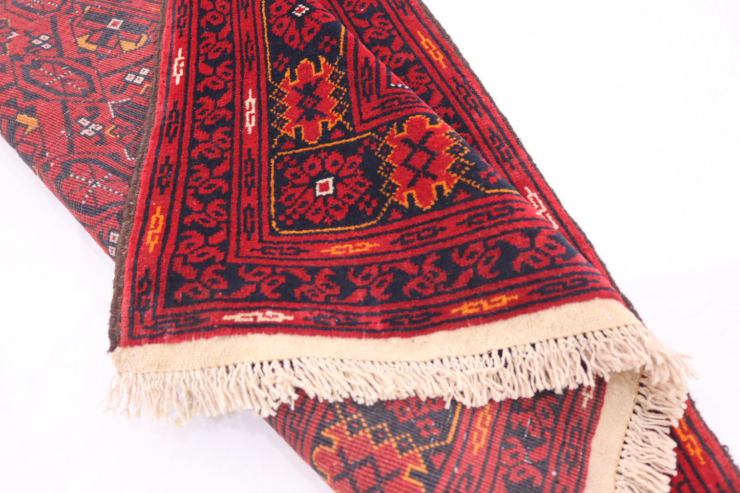 3x10 ft Antique Turkmen Bashiri Runner Rug, Soft Pile Vintage Red Rug,