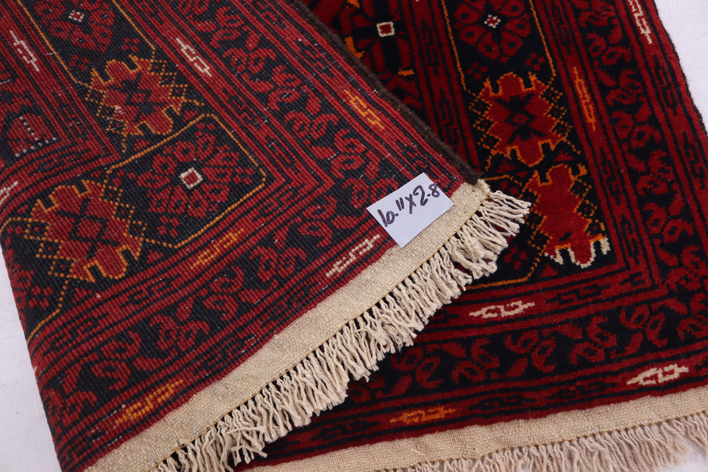 3x10 ft Antique Turkmen Bashiri Runner Rug, Soft Pile Vintage Red Rug,