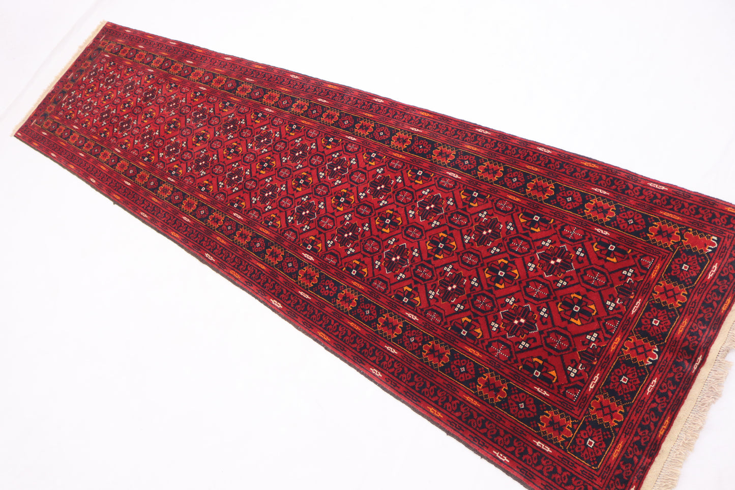 3x10 ft Antique Turkmen Bashiri Runner Rug, Soft Pile Vintage Red Rug,