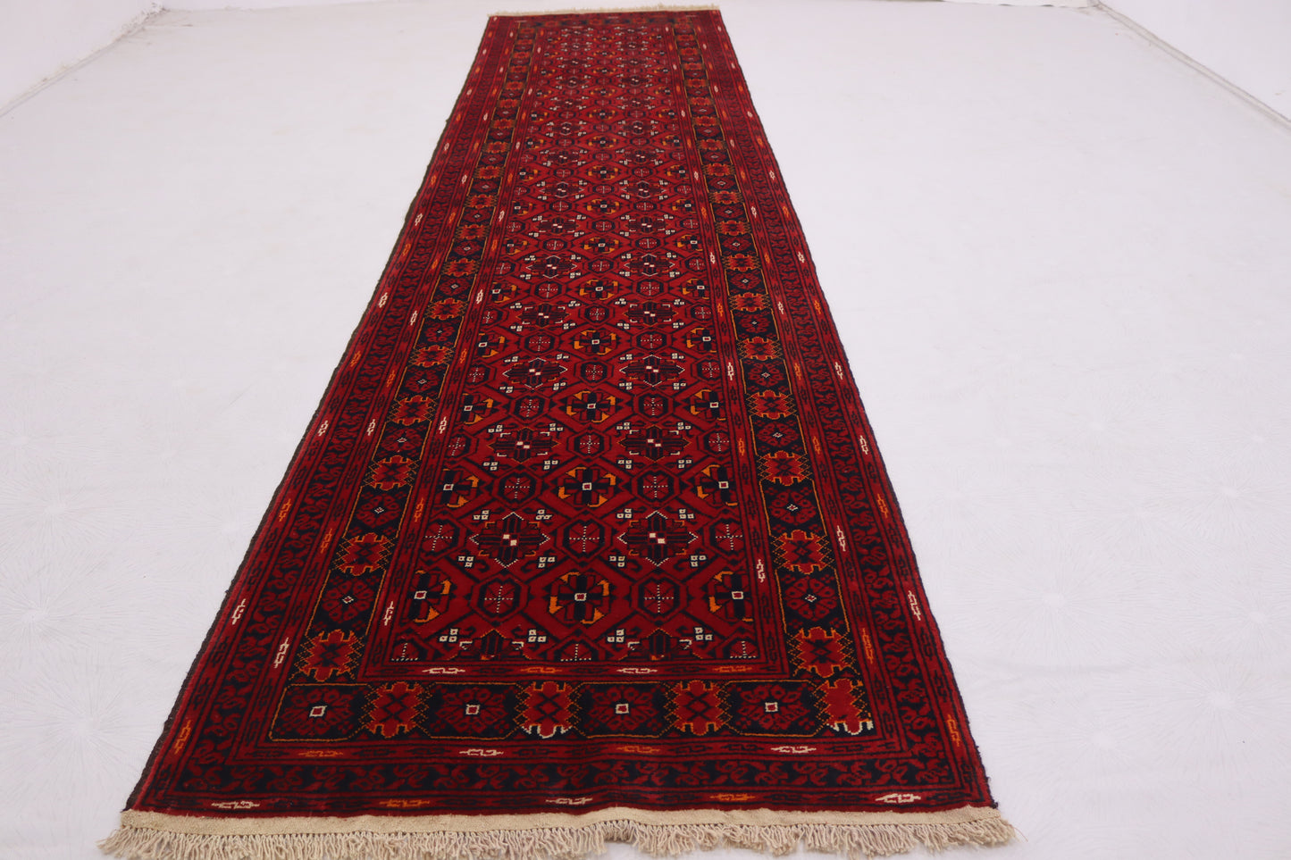 3x10 ft Antique Turkmen Bashiri Runner Rug, Soft Pile Vintage Red Rug,