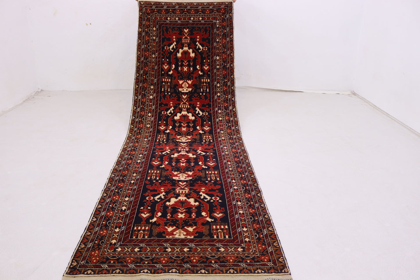 3 x 10 Ft Ala Bakhmal Runner Rug, Afghan Hand Knotted Veg Dye Wool Tribal Runner Rug