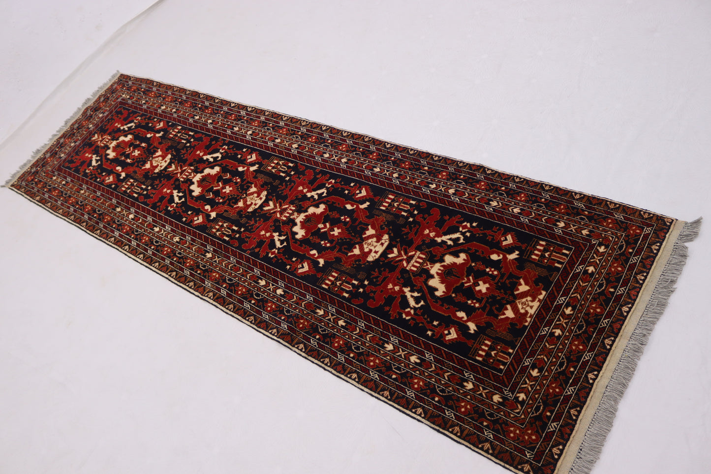 3 x 10 Ft Ala Bakhmal Runner Rug, Afghan Hand Knotted Veg Dye Wool Tribal Runner Rug