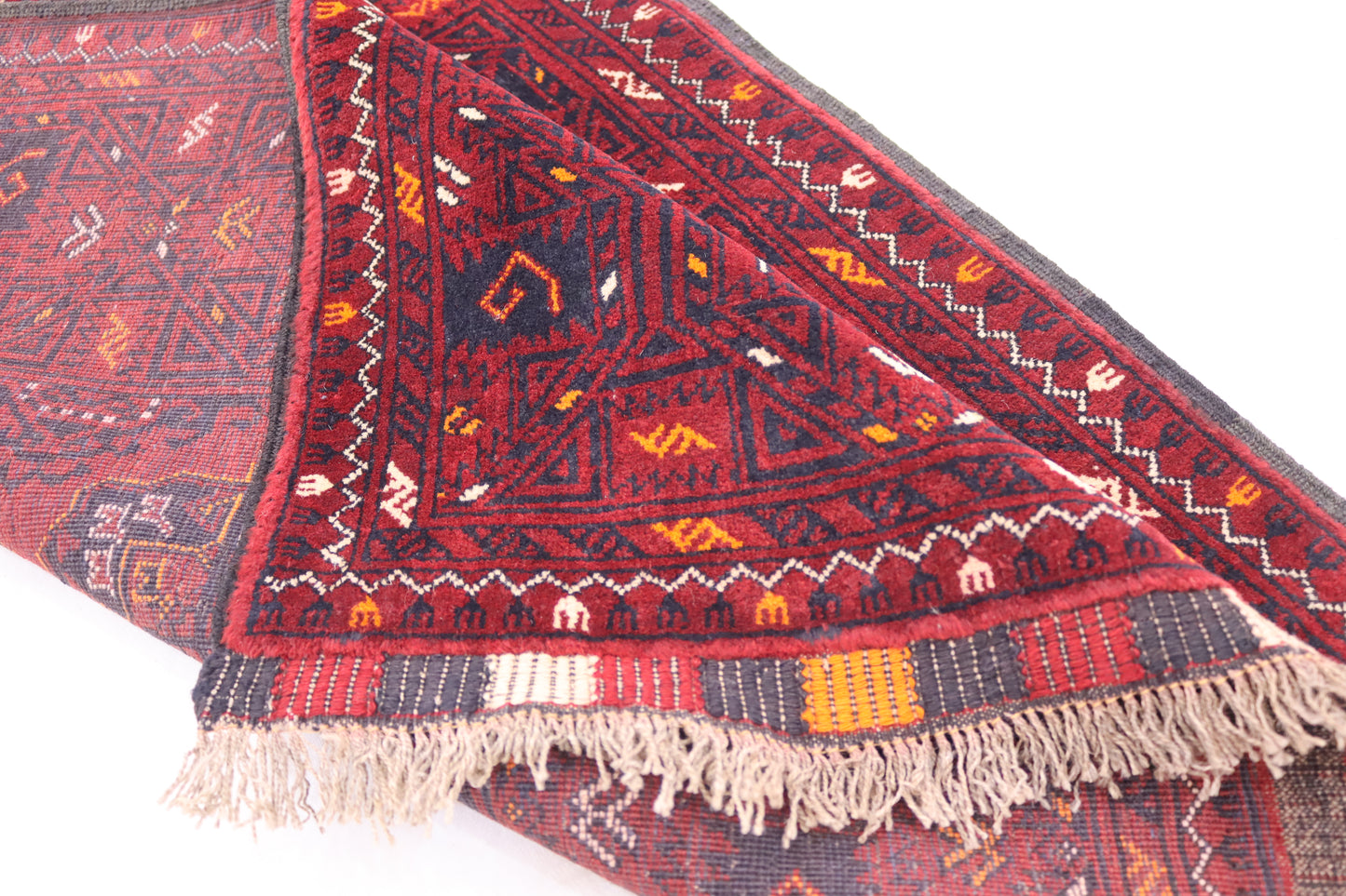 3x10 ft Vintage Turkmen Waziri Runner Rug, Red 10 ft Hallway Runner Rug