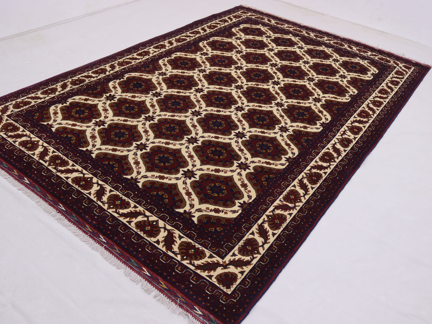 7x10 ft New Afghan Bukhara design Rug, Hand Knotted Wool Rug, High Quality Afghan Rug,