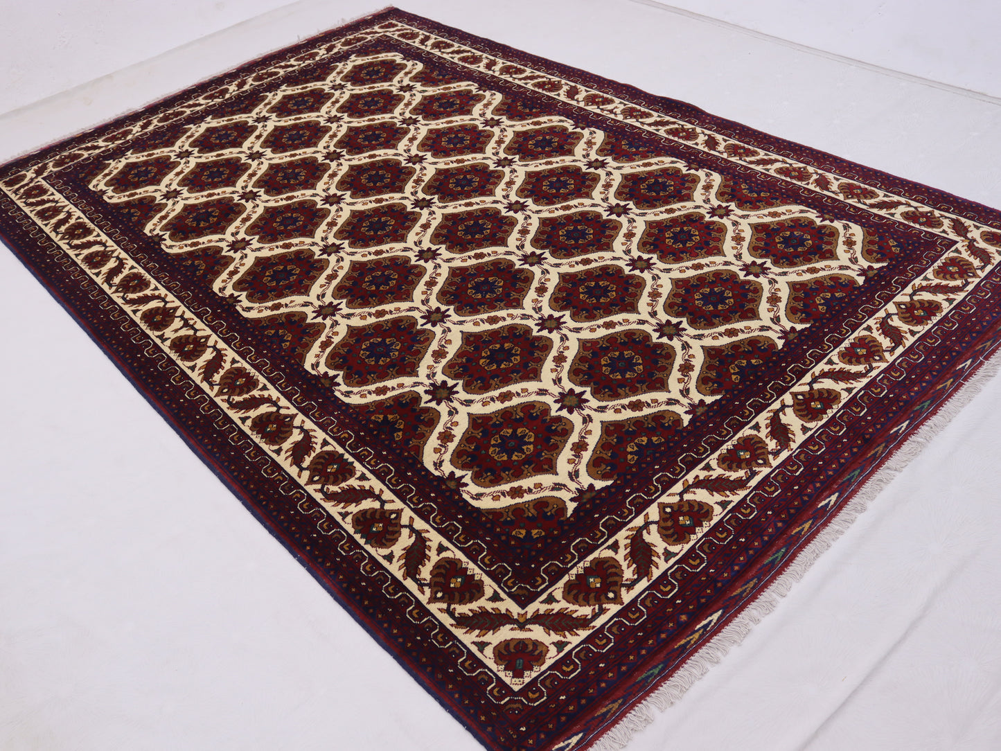 7x10 ft New Afghan Bukhara design Rug, Hand Knotted Wool Rug, High Quality Afghan Rug,