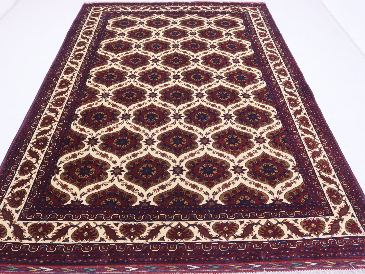 7x10 ft New Afghan Bukhara design Rug, Hand Knotted Wool Rug, High Quality Afghan Rug,