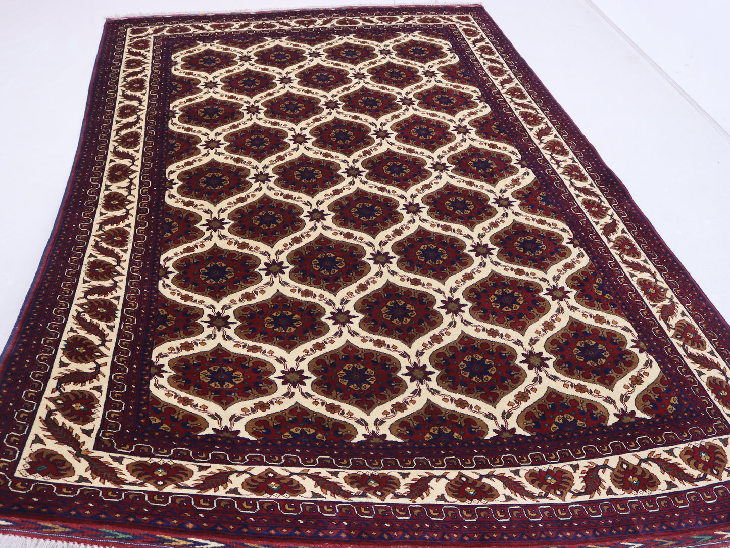7x10 ft New Afghan Bukhara design Rug, Hand Knotted Wool Rug, High Quality Afghan Rug,