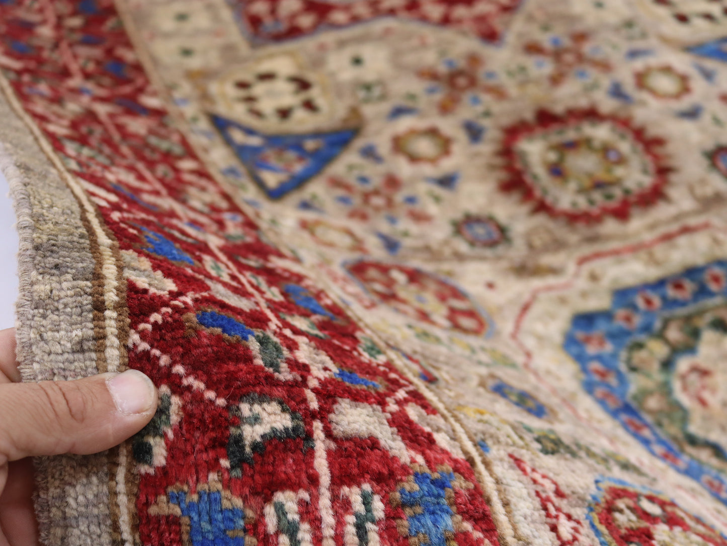 3x10 ft Mamluk runner rug, Soft pile Narrow Hallway rug, Afghan; medallion chobi vege dyes wool rug