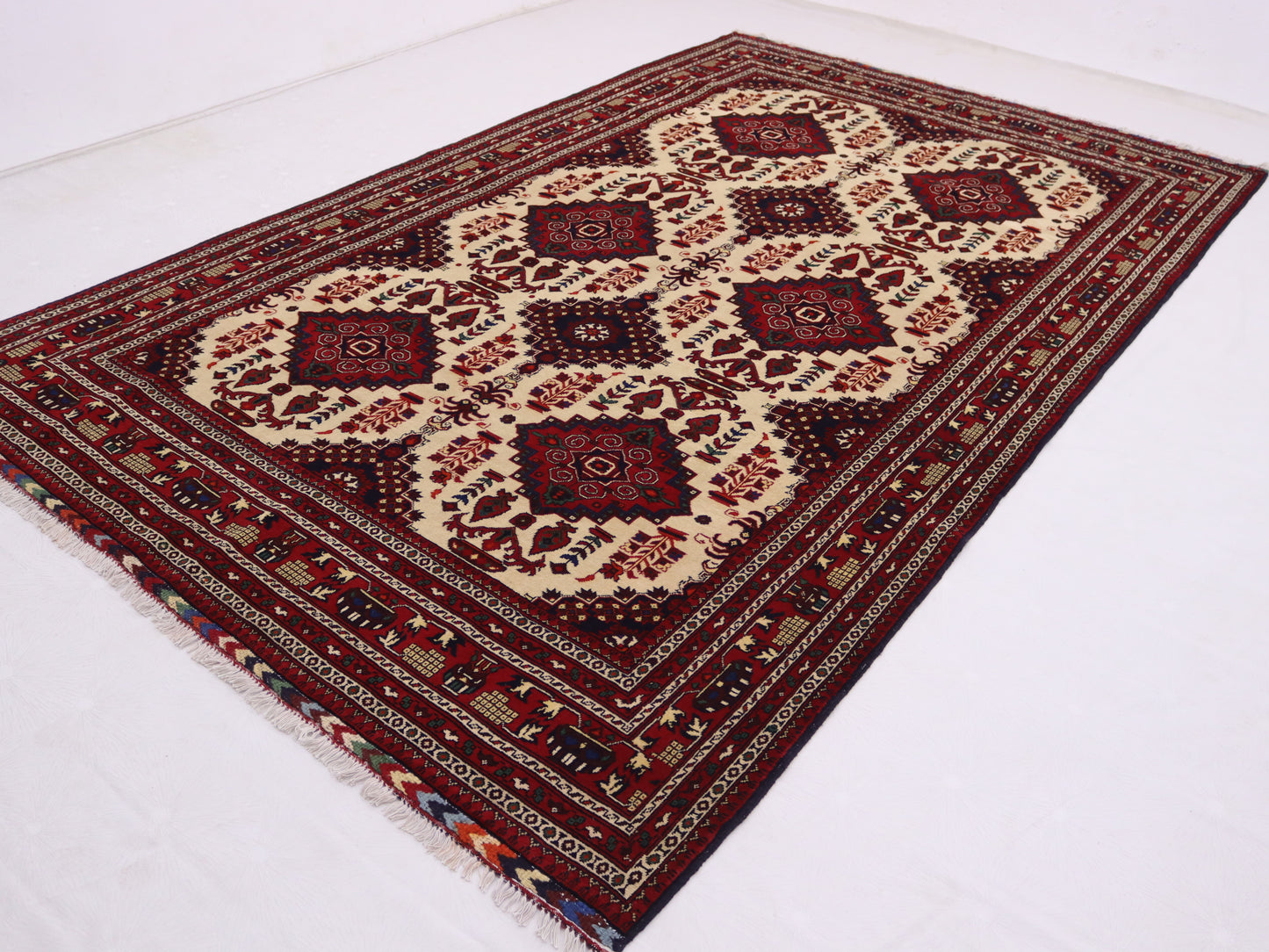 7x10 ft Handmade Afghan geomatric zirkhaki Rug –