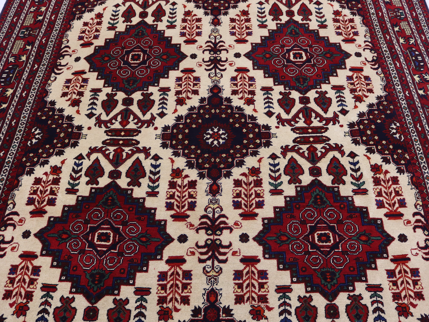 7x10 ft Handmade Afghan geomatric zirkhaki Rug –