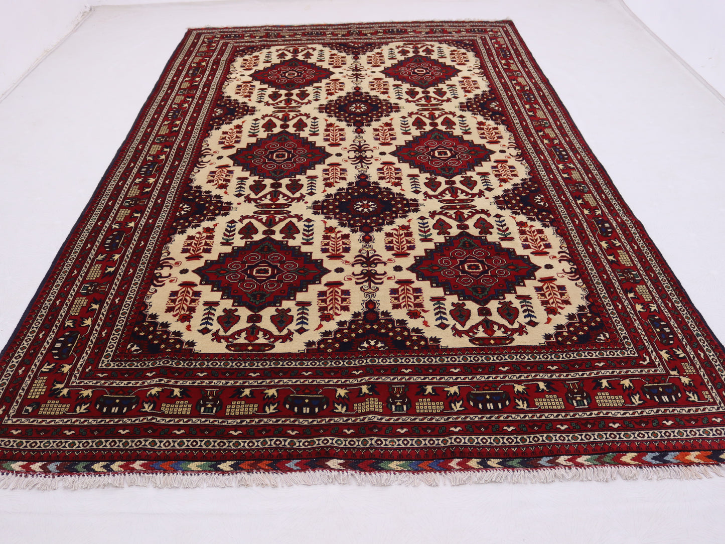 7x10 ft Handmade Afghan geomatric zirkhaki Rug –
