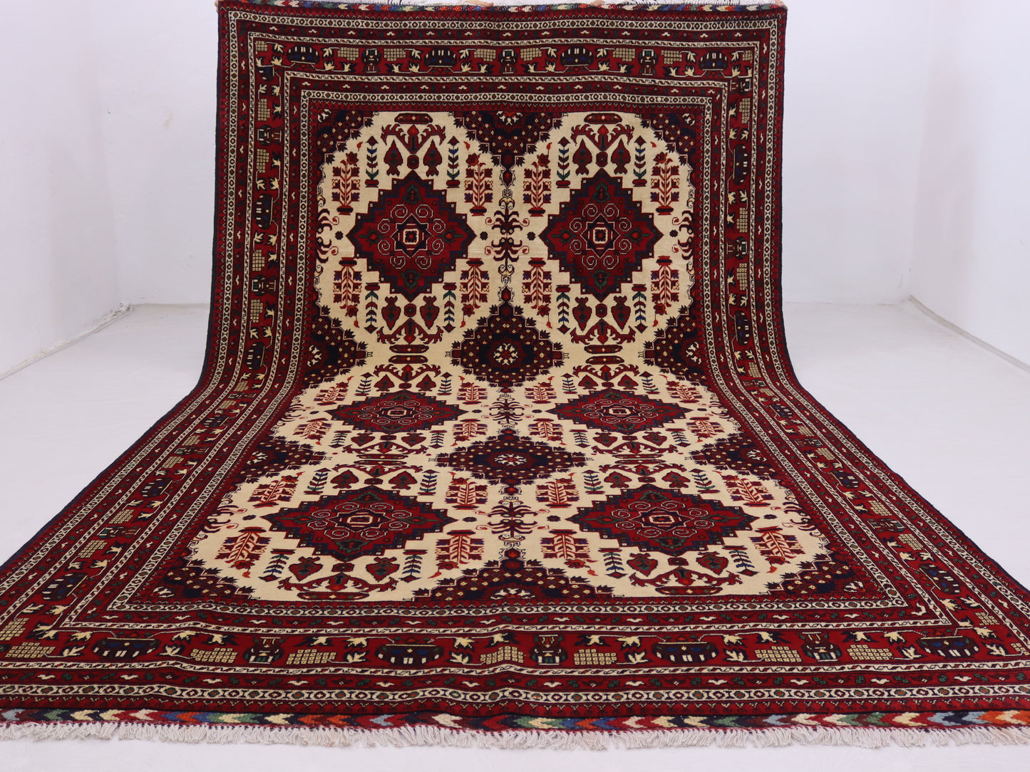 7x10 ft Handmade Afghan geomatric zirkhaki Rug –