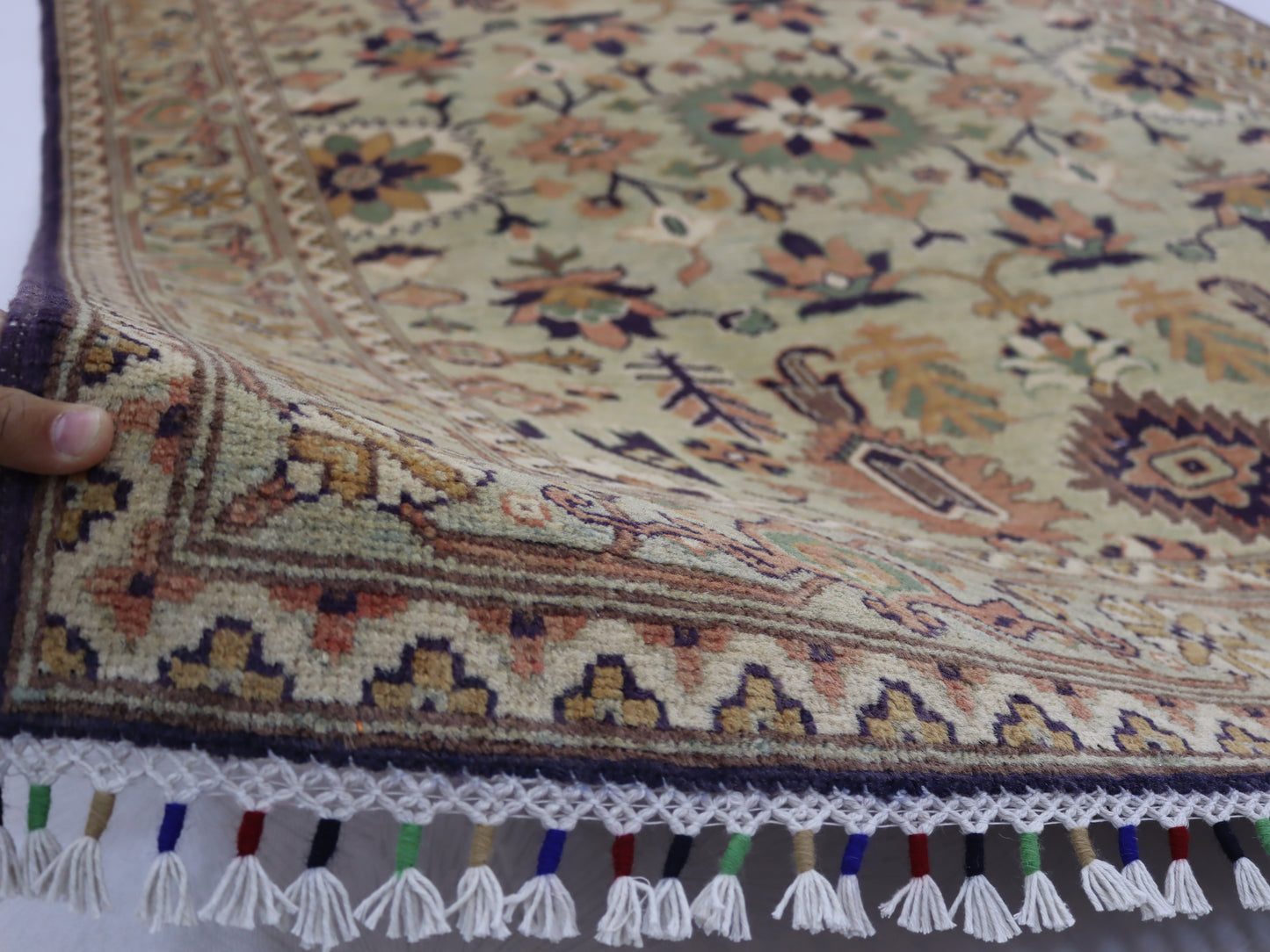 4×6 ft Stunning Light green Hand knotted Kazak Rug,