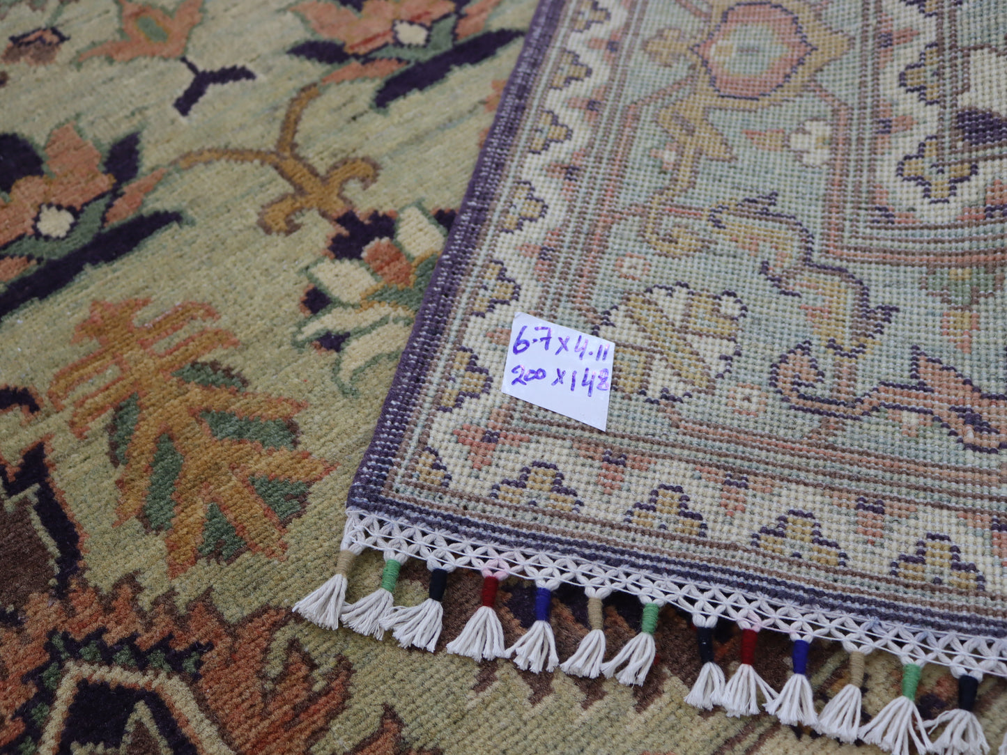 4×6 ft Stunning Light green Hand knotted Kazak Rug,