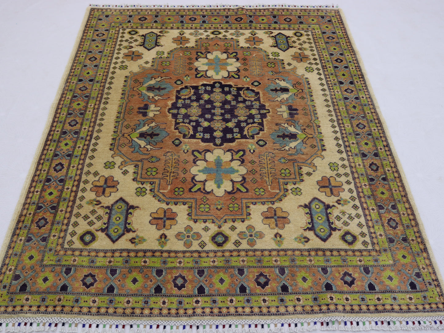 4x6 ft Kazak Rug -Caucasian Afghan Hand knotted Natural dyes Wool Area Rug - Oriental Soft Boho Rug