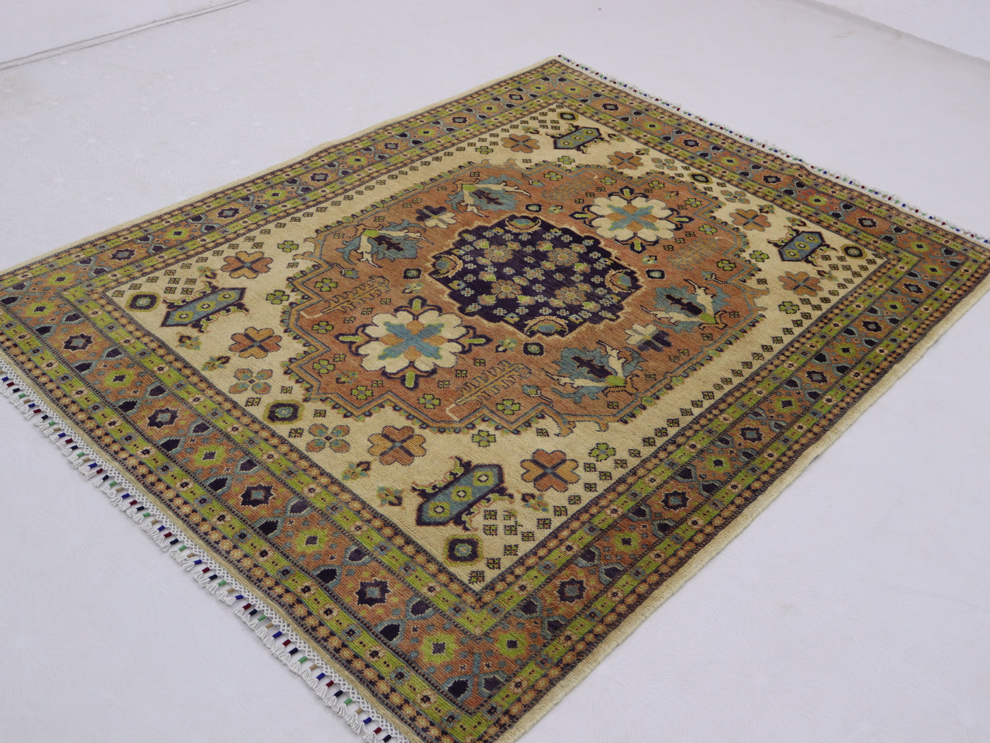 4x6 ft Kazak Rug -Caucasian Afghan Hand knotted Natural dyes Wool Area Rug - Oriental Soft Boho Rug