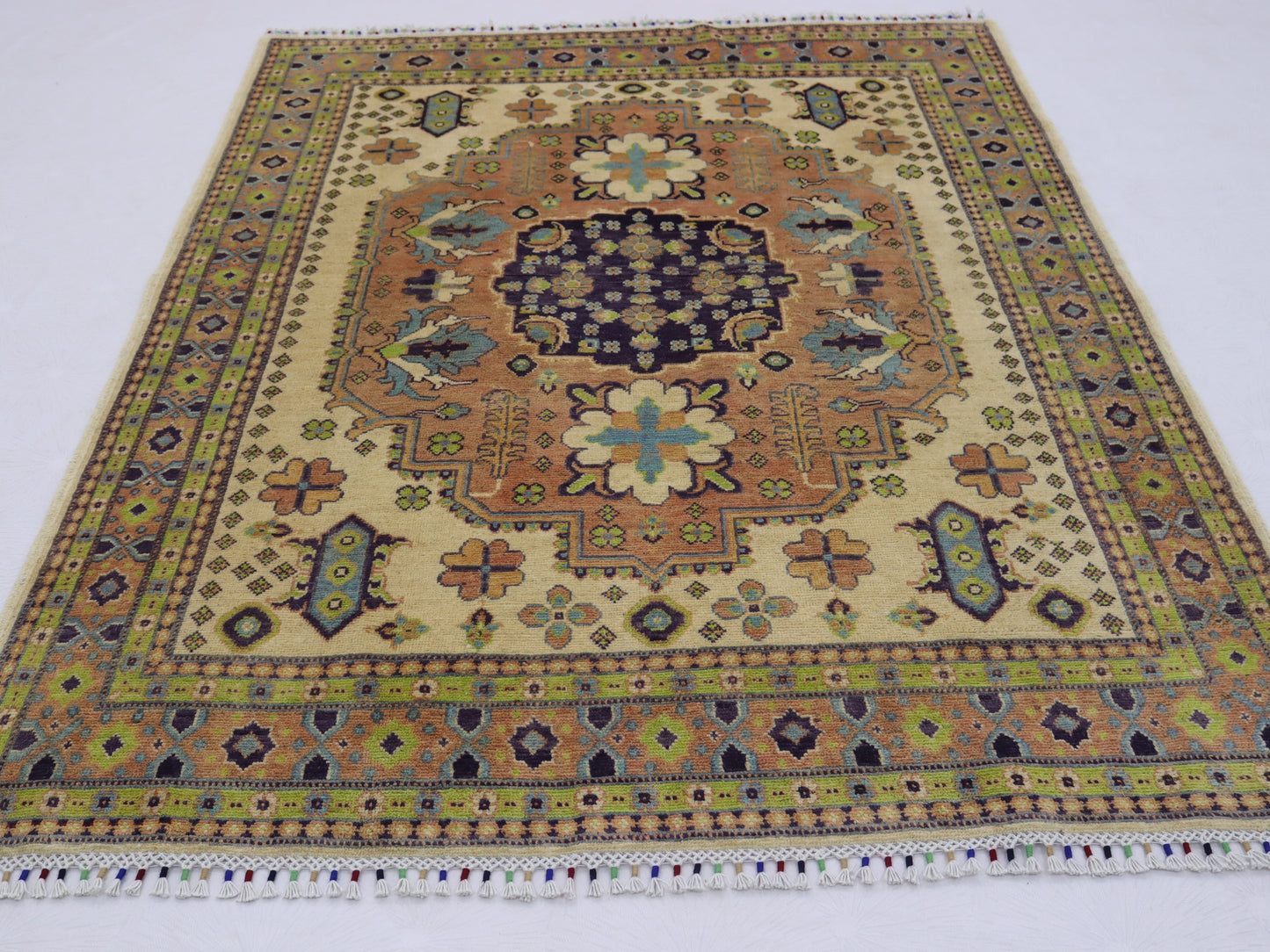 4x6 ft Kazak Rug -Caucasian Afghan Hand knotted Natural dyes Wool Area Rug - Oriental Soft Boho Rug
