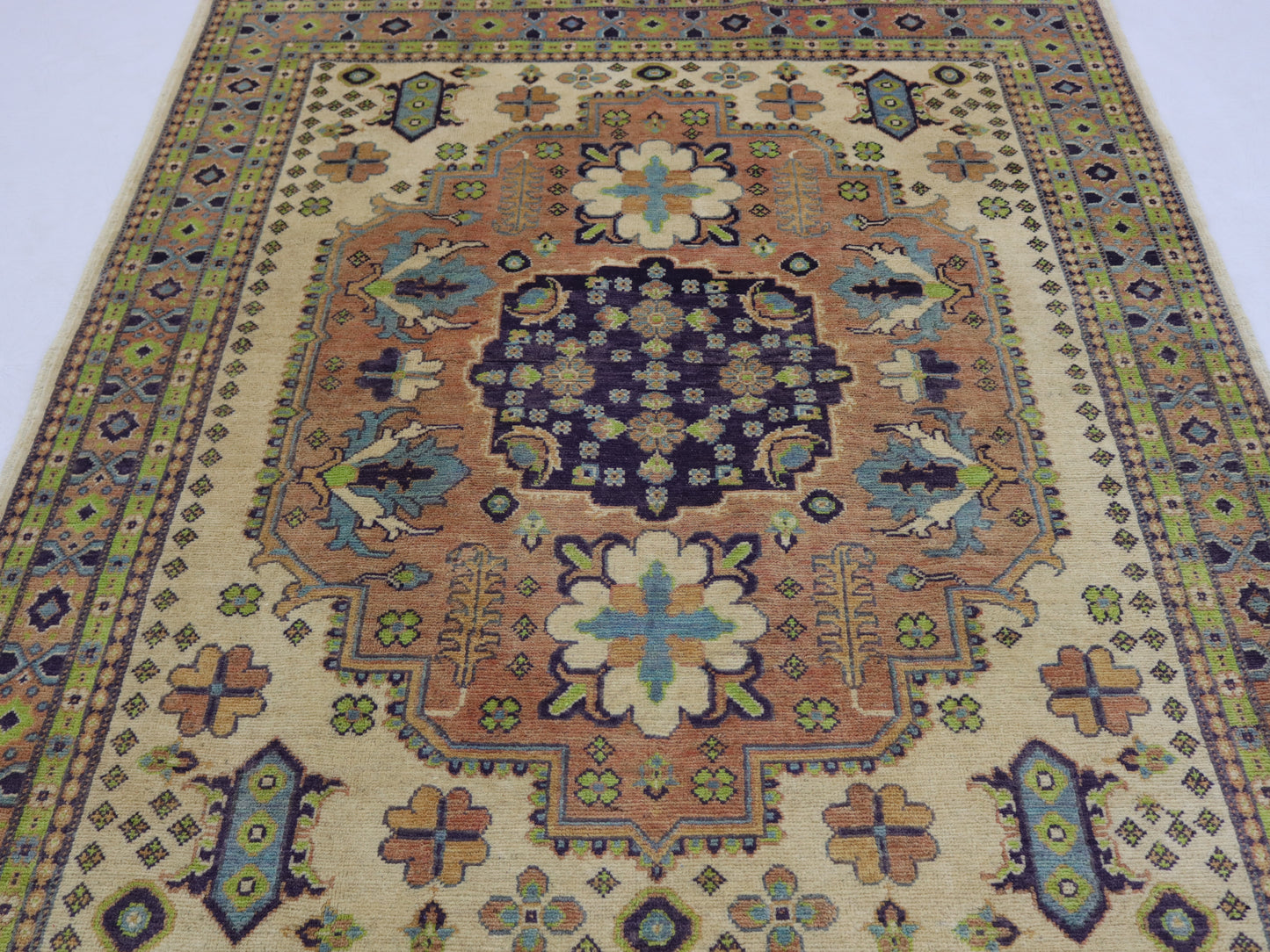 4x6 ft Kazak Rug -Caucasian Afghan Hand knotted Natural dyes Wool Area Rug - Oriental Soft Boho Rug