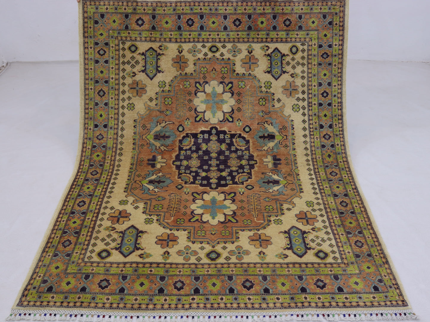 4x6 ft Kazak Rug -Caucasian Afghan Hand knotted Natural dyes Wool Area Rug - Oriental Soft Boho Rug