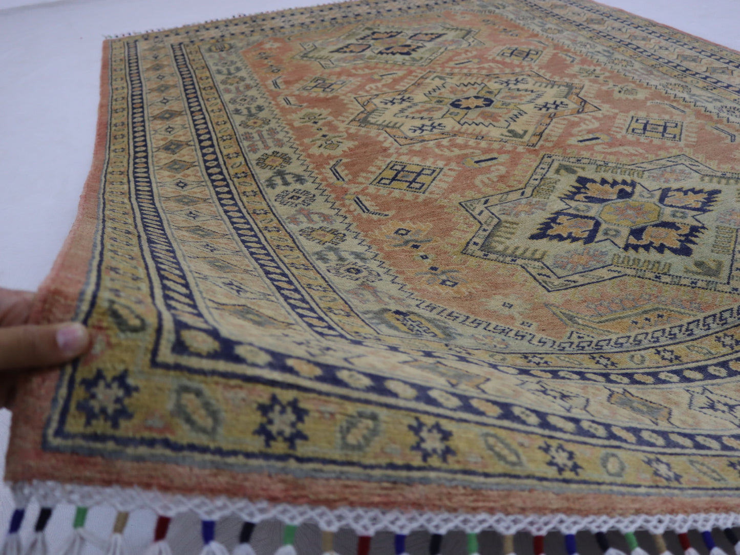 6x7 ft royan color Kazak Area Rug Handmade Kazak Geometric Turkmen Rug-