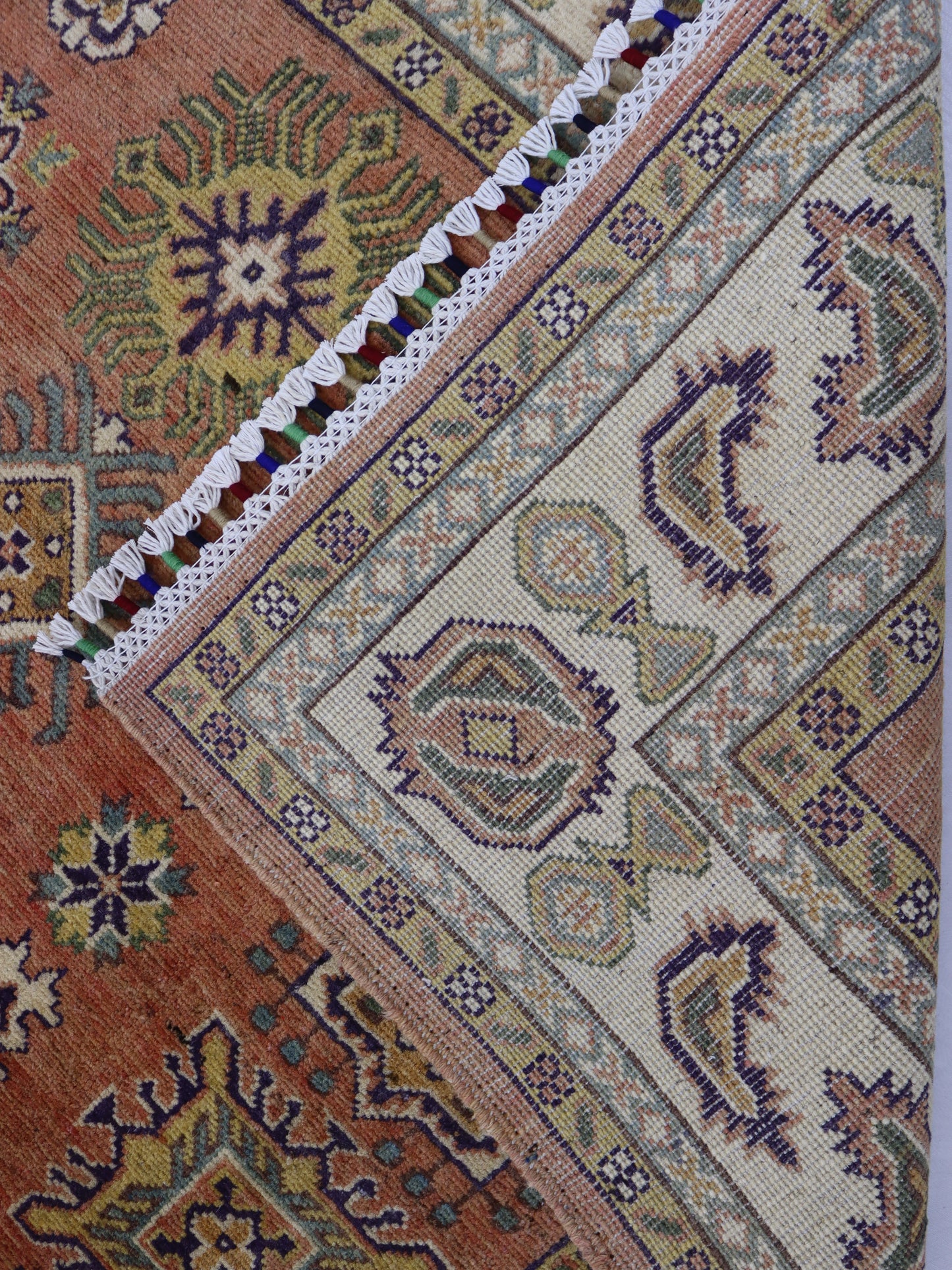 4x6 ft Afghan hand knotted kazak Area Rug- Wool and Veg Dye