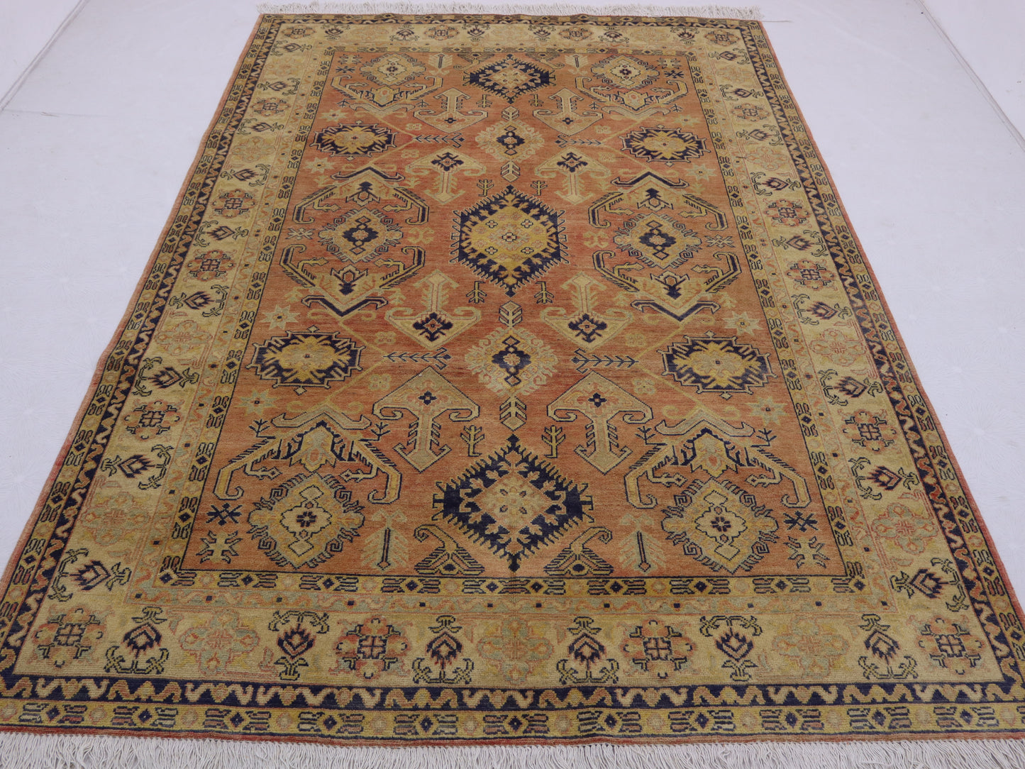 7x10 ft Afghan Handmade Kazak Design Area Rug- Wool and Veg dye