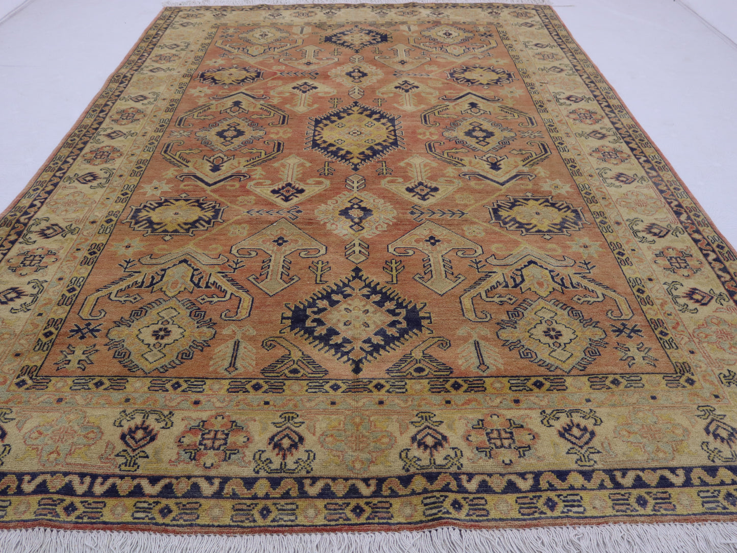 7x10 ft Afghan Handmade Kazak Design Area Rug- Wool and Veg dye