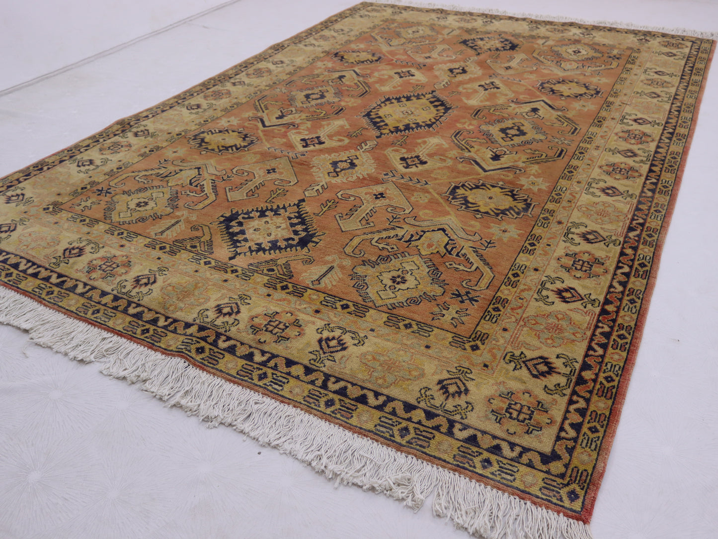 7x10 ft Afghan Handmade Kazak Design Area Rug- Wool and Veg dye