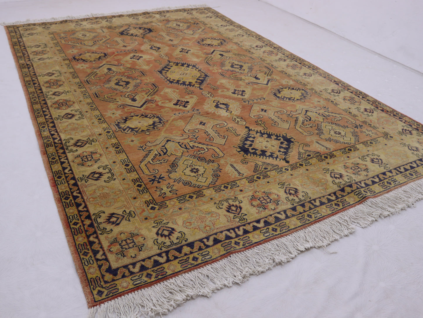 7x10 ft Afghan Handmade Kazak Design Area Rug- Wool and Veg dye