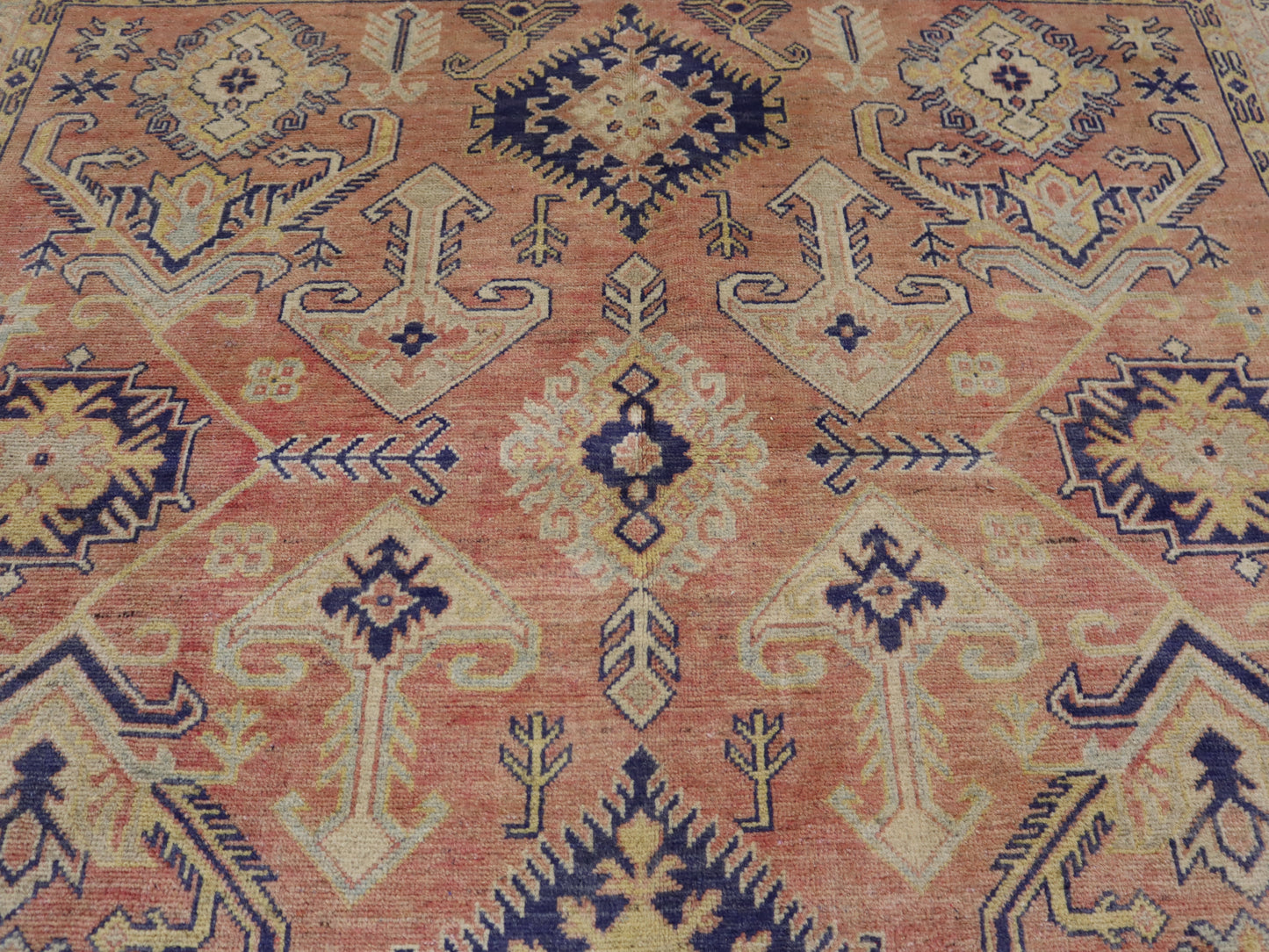 7x10 ft Afghan Handmade Kazak Design Area Rug- Wool and Veg dye