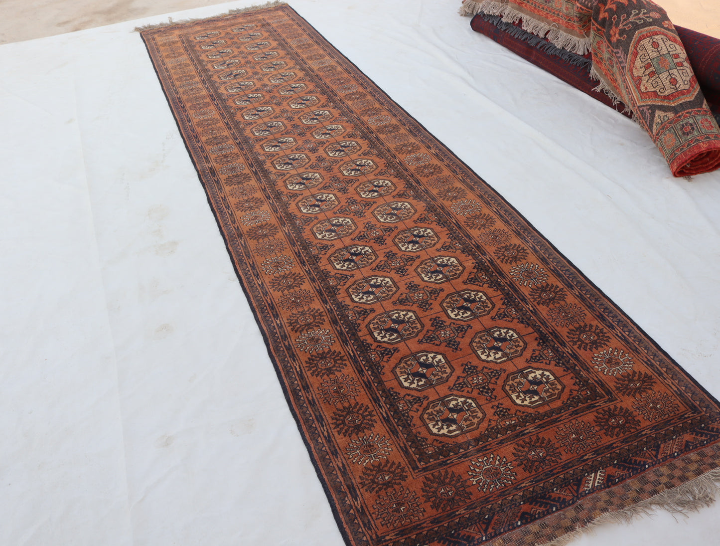 3x13 ft 1920s Antique Tekke Ahal Runner , Collectors Piece Red Vintage Ersari Rug, Afghan Oriental Turkmen Rug, One of Kind Hallway Rug
