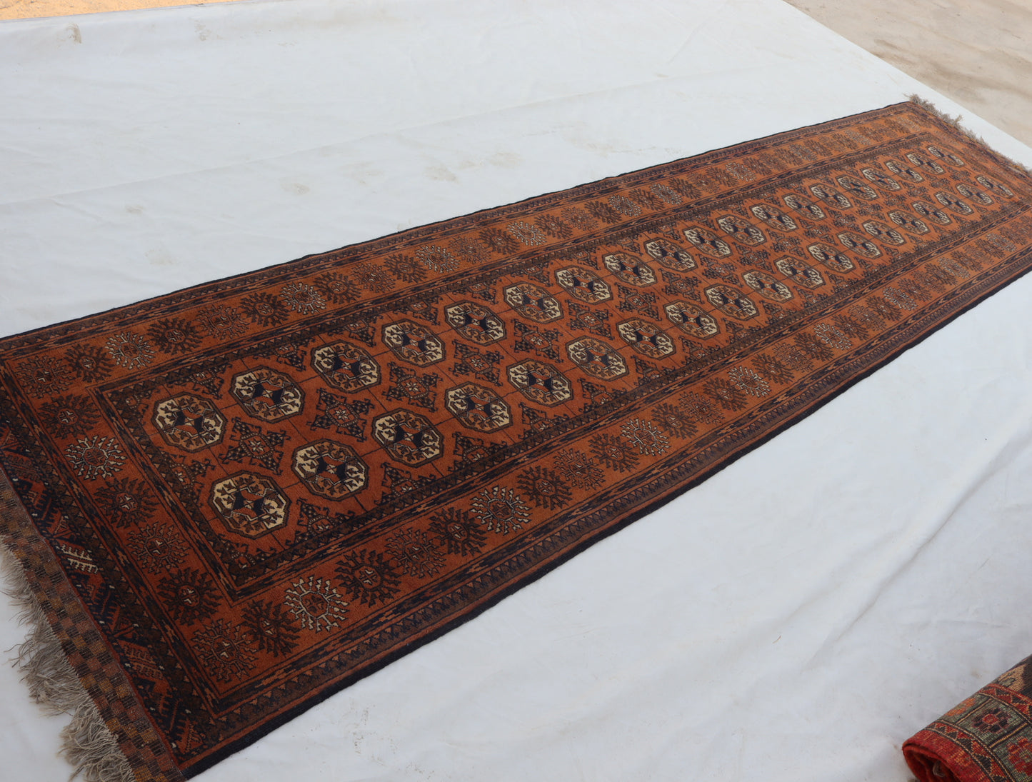 3x13 ft 1920s Antique Tekke Ahal Runner , Collectors Piece Red Vintage Ersari Rug, Afghan Oriental Turkmen Rug, One of Kind Hallway Rug