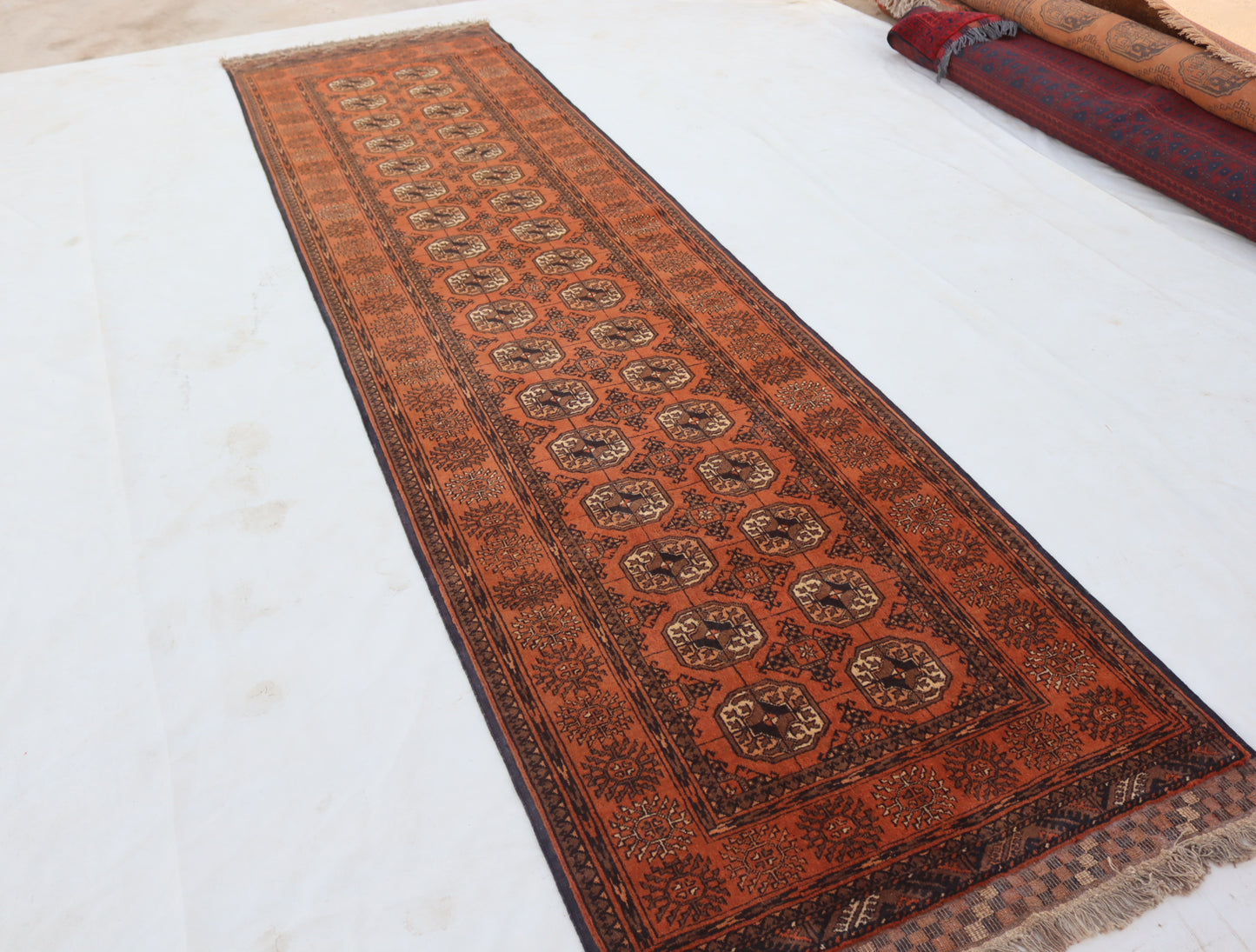 3x12 ft 1920s Antique Tekke Ahal Runner , Collectors Piece Red Vintage Ersari Rug, Afghan Oriental Turkmen Rug, One of Kind Hallway Rug