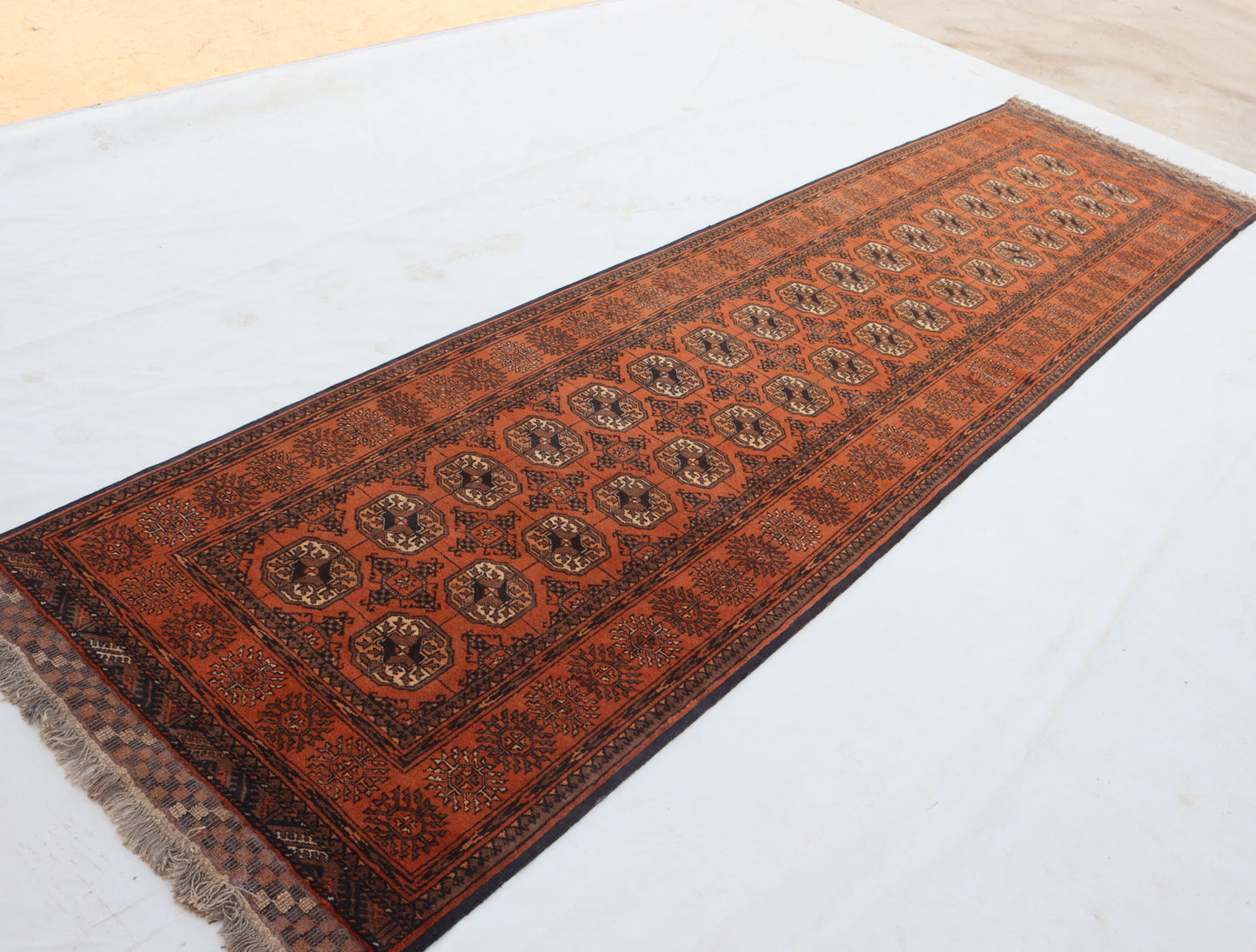 3x12 ft 1920s Antique Tekke Ahal Runner , Collectors Piece Red Vintage Ersari Rug, Afghan Oriental Turkmen Rug, One of Kind Hallway Rug